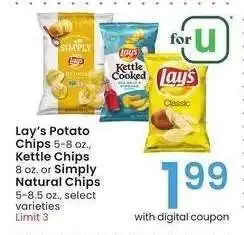 Albertsons Lay's Potato Chips 5-8 oz., Kettle Chips 8 oz. or Simply Natural Chips 5-8.5 oz. - select varieties offer