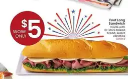 Albertsons Foot Long Sandwich - made with in - store baked bread, select varieties offer