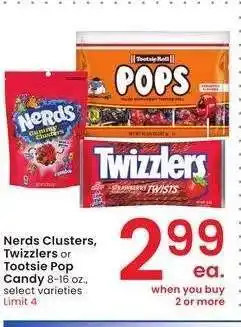 Albertsons Nerds Clusters, Twizzlers or Tootsie Pop Candy - 8-16 oz., select varieties offer