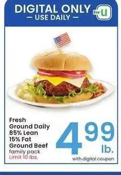 Albertsons Fresh Ground Daily 85% Lean 15% Fat Ground Beef - Family pack offer