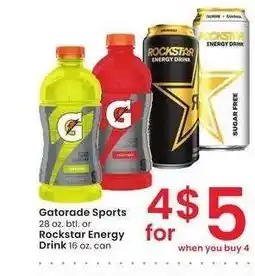Albertsons Gatorade Sports 28 oz. btl. or Rockstar Energy Drink 16 oz. can offer