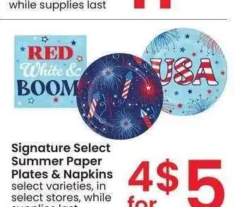 Albertsons Signature Select Summer Paper Plates & Napkins - select varieties offer