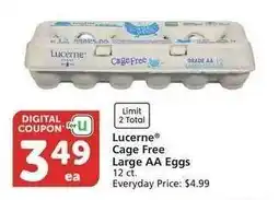 Albertsons Lucerne Cage Free Large AA Eggs - 12 ct. Everyday Price: $4.99 offer