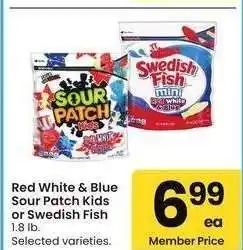 Albertsons Red, White & Blue Sour Patch Kids or Swedish Fish - 1.8 lb. Selected varieties offer