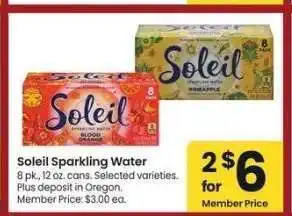 Albertsons Soleil Sparkling Water - Member Price: $3.00 ea offer