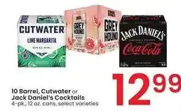 Albertsons 10 BARREL, CUTWATER OR JACK DANIEL'S COCKTAILS - 4 - pk., 12 oz. cans, select varieties offer