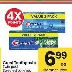 Albertsons Crest Toothpaste - Twin pack. Selected varieties offer