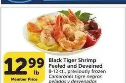 Albertsons Black Tiger Shrimp Peeled and Deveined - 8-12 ct., previously frozen offer