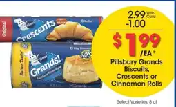 Kroger Pillsbury Grands Biscuits, Crescents or Cinnamon Rolls offer
