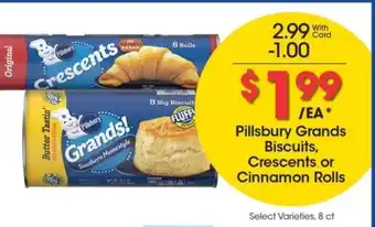 Kroger Pillsbury Grands Biscuits, Crescents or Cinnamon Rolls offer