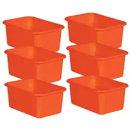 Walmart Teacher Created Resources Orange Small Plastic Storage Bin, Pack of 6 offer