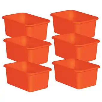 Walmart Teacher Created Resources Orange Small Plastic Storage Bin, Pack of 6 offer