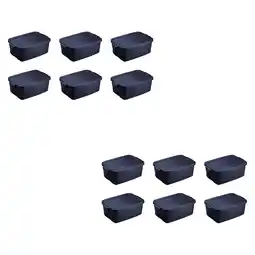 Walmart Rubbermaid 3 Gal Stackable Storage Container, Dark Indigo Metallic (12 Pack) offer