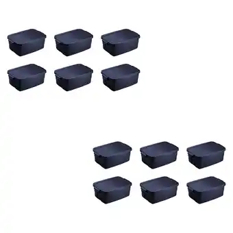 Walmart Rubbermaid 3 Gal Stackable Storage Container, Dark Indigo Metallic (12 Pack) offer