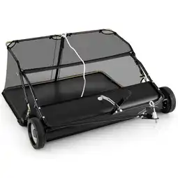 Walmart Costway 42 Tow-Behind Lawn Sweeper with 26 Cu.FT Large-Capacity Hopper Bag for Yard offer