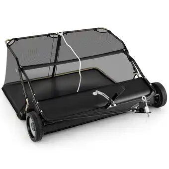 Walmart Costway 42 Tow-Behind Lawn Sweeper with 26 Cu.FT Large-Capacity Hopper Bag for Yard offer