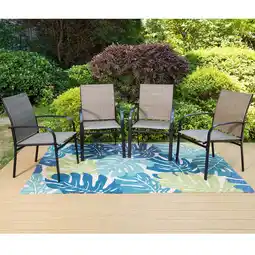 Walmart MF Studio Set of 4 Outdoor Patio Dining Chairs, Steel Frames with Textilene, Black & Brown offer