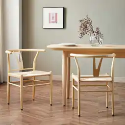 Walmart Better Homes & Gardens Springwood Wishbone Chair 2 Pack, Light Natural Color Finish offer