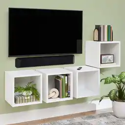 Walmart Better Homes & Gardens Wall Mounted Cube Shelves, Set of 4, White Texture Finish offer