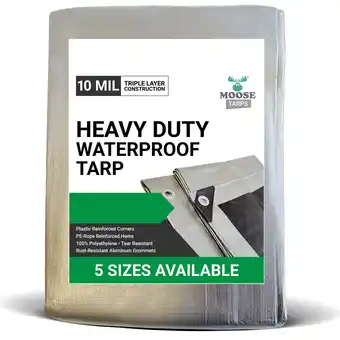 Walmart Moose Supply 10 Mil Heavy Duty Waterproof Poly Tarp Cover, Silver, 10' x 12' offer