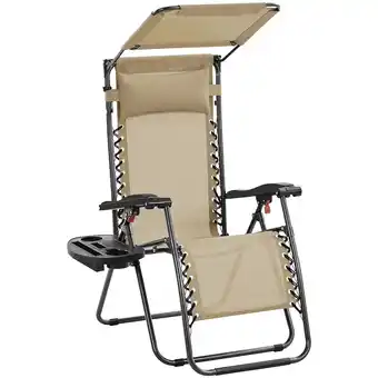 Walmart Yaheetech 26in Outdoor Zero Gravity Chair with Cupholder and Pillow, Beige offer