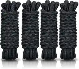 Walmart Kohree 4 Pack Boat Dock Lines - 15 'x 3/8 Double Braided Nylon Boat Dock Lines with 12 Eyelet, Black offer