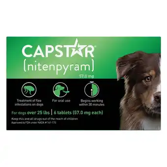 Walmart CAPSTAR (Nitenpyram) Fast-Acting Oral Flea Treatment for Large Dogs (over 25 lbs), 6 Tablets, 57 mg offer