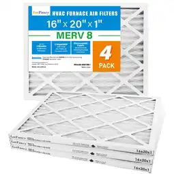 Walmart LotFancy 16x20x1 Air Filters, 4 Pack, MERV 8 Pleated HVAC AC Furnace Filters offer