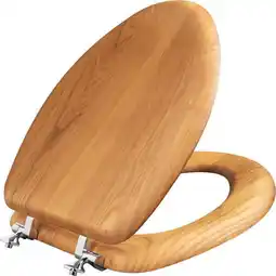 Walmart Mayfair Natural Reflections Elongated Wood Veneer Natural Oak Chrome Hinge Toilet Seat offer