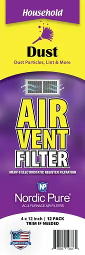 Walmart Dust Reducing Air Vent Filters 4x12 (Register Vent Filters) 1 Pack of 12 offer