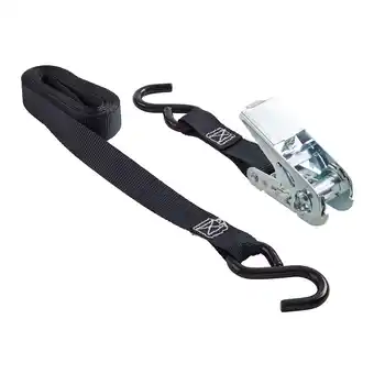 Walmart Hyper Tough 12 ft x 1 in Black Ratchet Tie-Down with Coated S-Hooks offer