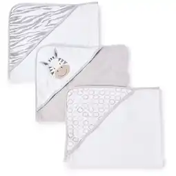 Walmart Spasilk Baby 3 Pack Soft Terry Hooded Towel Set for Newborn Boys and Girls, Gray Zebra offer