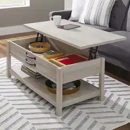 Walmart Better Homes & Gardens Modern Farmhouse Lift Top Coffee Table, Rustic White Finish offer