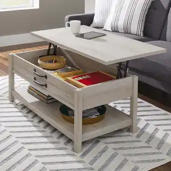 Walmart Better Homes & Gardens Modern Farmhouse Lift Top Coffee Table, Rustic White Finish offer