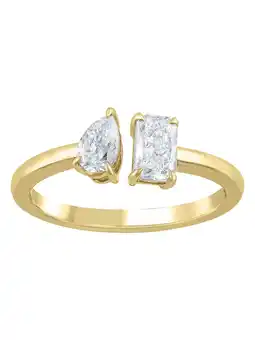 Walmart Brilliance Fine Jewelry 1/2 CT Lab Grown Diamond Women Toi Et Moi Ring 14K Gold Plated Silver offer