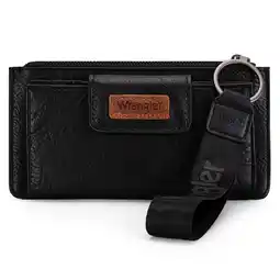 Walmart Wrangler Minimalist Wristlet Wallet with Phone Slot & RFID Protection & Smooth Zipper, Black offer