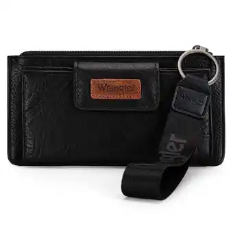 Walmart Wrangler Minimalist Wristlet Wallet with Phone Slot & RFID Protection & Smooth Zipper, Black offer
