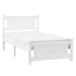 Walmart Ktaxon Twin Wood Platform Bed with Headboard, Teen Bed, White offer
