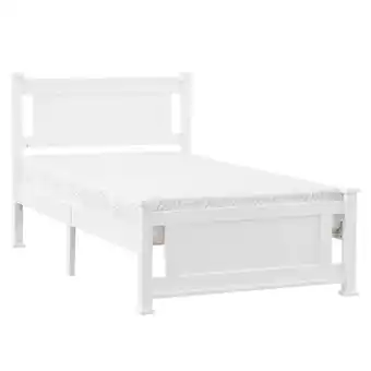 Walmart Ktaxon Twin Wood Platform Bed with Headboard, Teen Bed, White offer