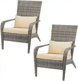 Walmart AECOJOY Patio Chairs Set of 2, High Back Wicker Outdoor Dining Chairs in Gray offer