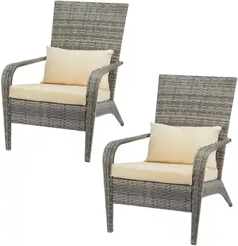 Walmart AECOJOY Patio Chairs Set of 2, High Back Wicker Outdoor Dining Chairs in Gray offer