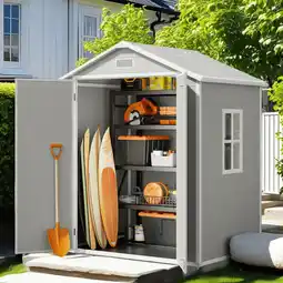 Walmart Aiho 6x4ft Resin Garden Storage Shed - Strong Reinforced Floor, UV Resistant, 2 Lockable Doors, Gray offer