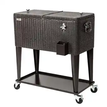 Walmart VINGLI 80 Quart Steel Rolling Ice Chest, Cooler Cart with Shelf, Bottle Opener offer