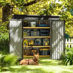 Walmart Asofer Outdoor Storage Shed 6 x 4 FT, Metal Garden Sheds with Lockable Door for Patio, Lawn, Gray offer