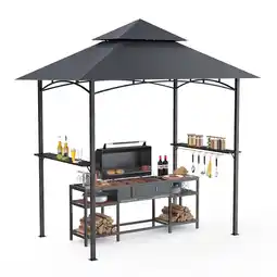 Walmart GVDV 8'x 5' Grill Gazebo Canopy, Outdoor BBQ Gazebo Shelter with 2 Side Shelves & Double-Tiered Top offer
