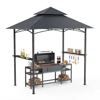 Walmart GVDV 8'x 5' Grill Gazebo Canopy, Outdoor BBQ Gazebo Shelter with 2 Side Shelves & Double-Tiered Top offer