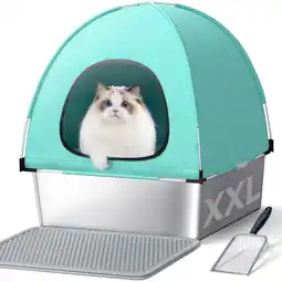 Walmart Stainless Steel Cat Litter Box with High-Sided Oxford Fabric Cover,Extra Large Square,Easy to Clean offer