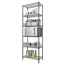 Walmart Legooin 6-Tier Metal Rack Organizer Kitchen Bathroom Storage, Black offer
