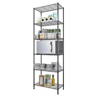 Walmart Legooin 6-Tier Metal Rack Organizer Kitchen Bathroom Storage, Black offer