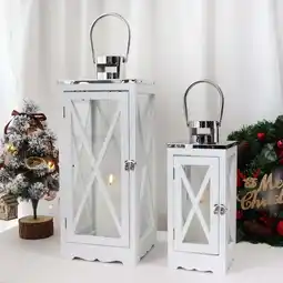 Walmart Wood and Metal Halloween Gift Outdoor Lantern Holder, Set of 2 offer